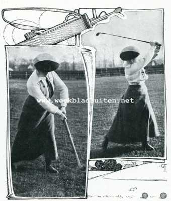 Onbekend, 1907, Onbekend, GOLF EN HOCKEY. I. Hockeyslag, linker elleboog bij het einde van den slag naar voren. II. Golfslag, bij het doorhalen