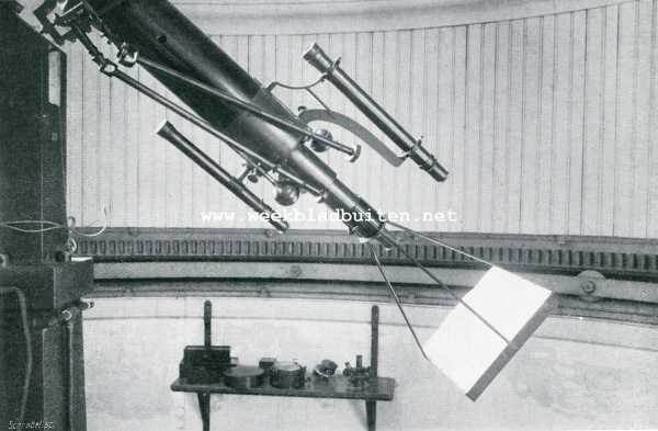 Onbekend, 1907, Onbekend, De Mercuriusovergang van 14 November. Projectiescherm voor zonwaarnemingen. Van deze zijde gezien treedt het beeld van Mercurius rechts boven in