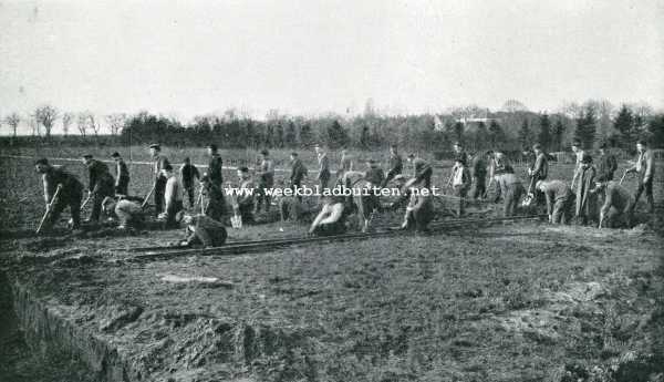 Drenthe, 1908, Frederiksoord, Landbouw. Leerlingen der G.A. van Swieten tuinbouwschool aan den arbeid