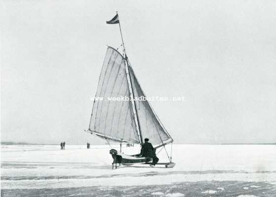 Noord-Holland, 1908, Onbekend, Ijs-zeilschuit op de Gouwzee