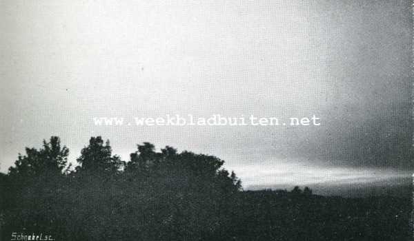 Noord-Holland, 1908, Hilversum, Het luchtverschijnsel gezien te Hilversum, des nachts twaalf uur