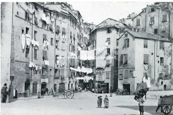Itali, 1908, Genua, Auto-tocht Genua-Amsterdam. Een achterbuurtje in Genua