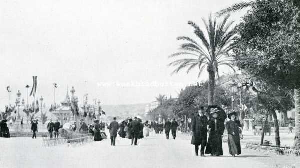 Frankrijk, 1908, Cannes, Auto-tocht Genua-Amsterdam. Cannes. Promenade langs de zee