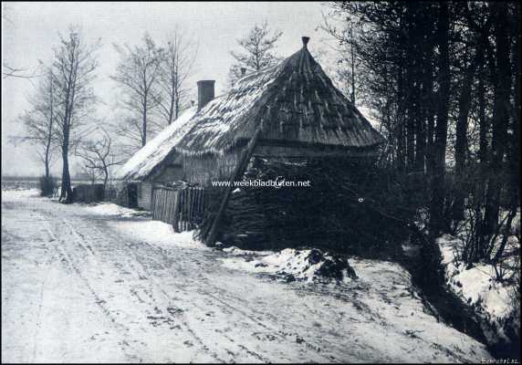 Overijssel, 1909, Olst, Olst en omgeving. Boerenwoning uit de omgeving van Olst bij winter