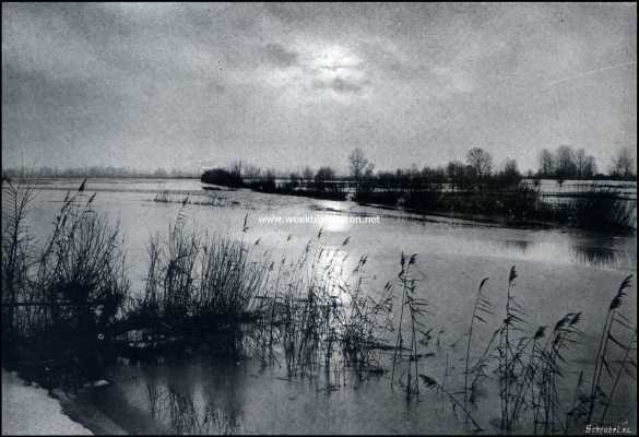 Overijssel, 1909, Olst, Olst en omgeving. Uiterwaarden in de omgeving van Olst bij winter