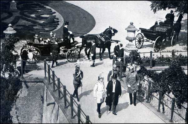 Gelderland, 1909, De Steeg, De jonge Graaf Bentinck en de Erfgraaf von Castell-Rdenhausen met de heeren uit het gevolg des Keizers
