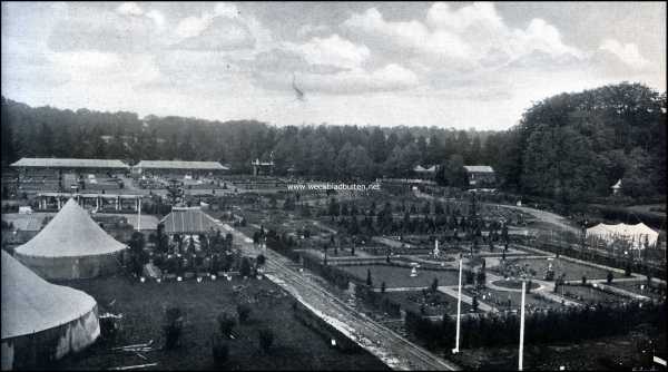 Utrecht, 1909, Zeist, De groote tuinbouwtentoonstelling te Zeist. Gedeelte van het achter-terrein in vogelvlucht