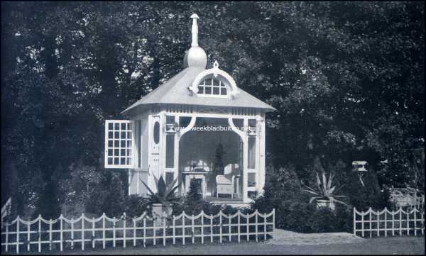 Utrecht, 1909, Zeist, De groote tuinbouwtentoonstelling te Zeist. Draaibaar tuinhuisje. Inzending van de Maatschappij 
