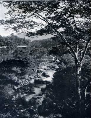 Japan, 1909, Miyanoshita, Bergstroompje bij het dorp Miyanoshita, Japan