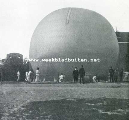 Onbekend, 1909, Onbekend, Luchtreizen met den vrijen ballon. Het oogenblik dat de bollon geheel vol zal zijn