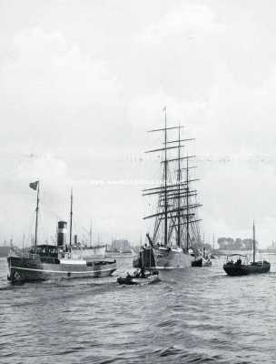 Zuid-Holland, 1909, Rotterdam, Rotterdam. De Maas van de Westerkade af gezien