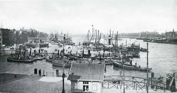 Zuid-Holland, 1909, Rotterdam, De Maas bij Rotterdam. De Maas voor de Boompjes