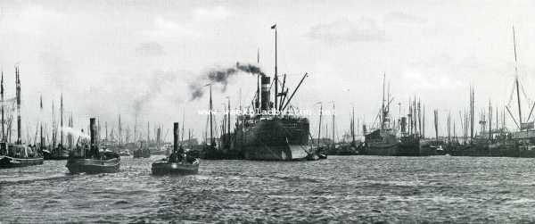 Zuid-Holland, 1909, Rotterdam, De Maas bij Rotterdam. De Maashaven