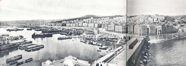 Algerije, 1910, Algiers, Buiten aan Afrika's noordkust. I. Nieuw-Algiers en Mustapha. Panorama van Algiers gezien van het noordelijk deel der baai af 1