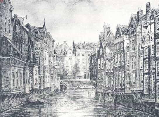 Zuid-Holland, 1910, Rotterdam, Oud-Rotterdam. Rotterdam. De Steiger, gezien van de Soetesteeg af