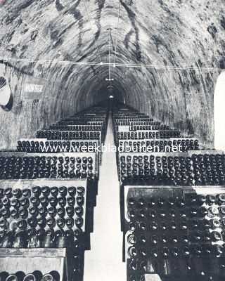 Frankrijk, 1910, Onbekend, Champagne. Een in de krijtsteen uitgehouwen tunnel, dienende als kelder