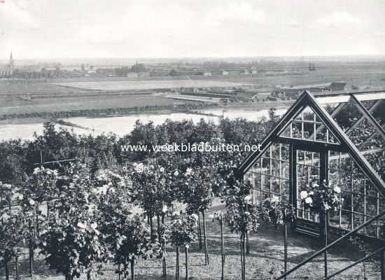 Gelderland, 1910, Heveadorp, De Duno. Gezicht op het Rosarium van de Duno en op de Betuwe