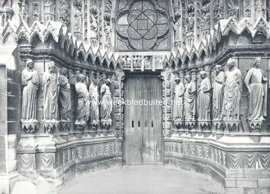 Frankrijk, 1910, Reims, De stad Reims. De kathedraal. Een der drie poorten van den voorgevel
