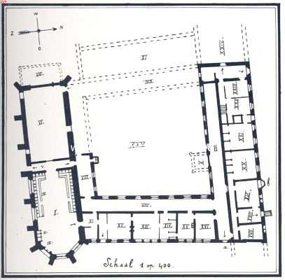 Groningen, 1910, Ter Apel, Het oude klooster te Ter Apel. Plattegrond van het oude klooster te Ter Apel
