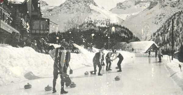 Zwitserland, 1910, Arosa, Arosa en de wintersport. Het curling spel