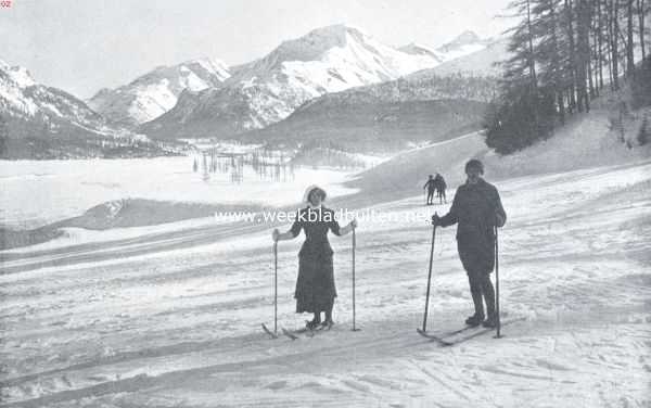 Zwitserland, 1911, Samaden, Een prachtig ski-veld te Samaden