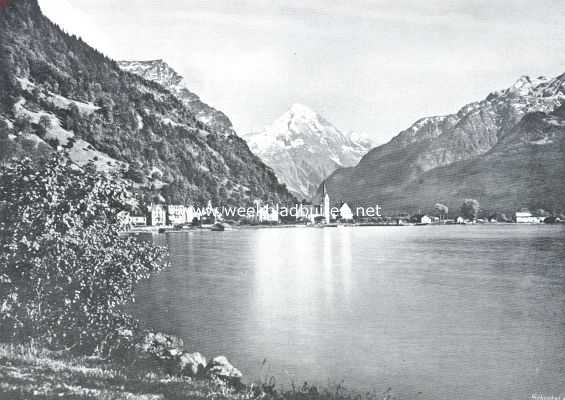 Zwitserland, 1911, Fluelen, Fluelen, het einde der Vierwaldstttersee, waar de St. Gothardbahn een aanvang neemt