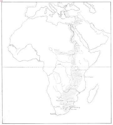 De trek naar en in Afrika (De kruisjes zijn vangplaatsen van gemerkte ooievaars)