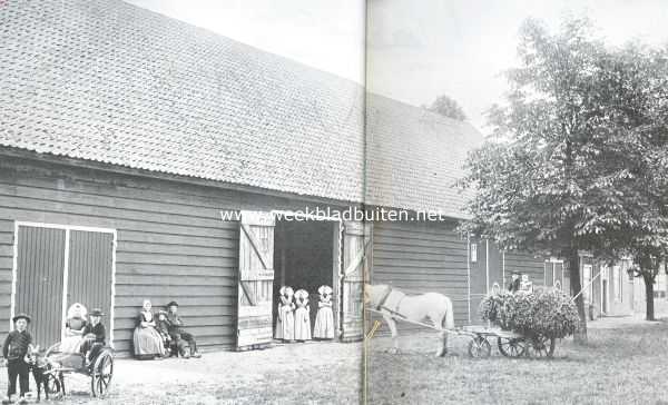 Zeeland, 1911, Onbekend, Zuid-Beveland, voornamelijk als landbouwland. Een Zuid-Bevelandsche boerderij met bewoners in nationale kleederdracht