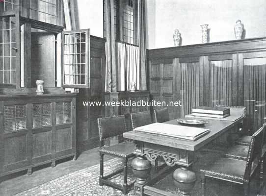 Noord-Holland, 1911, Amsterdam, Het Rembrandt-huis. De agtercaemer ofte sael, bestuurskamer en bibliotheek