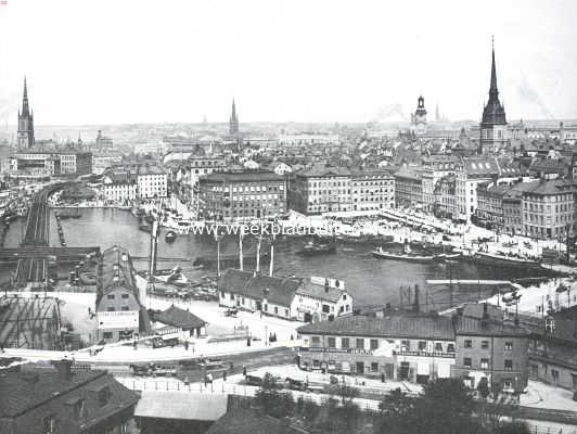 Zweden, 1911, Stockholm, Stockholm. Panorama van Stockholm bij Slssen
