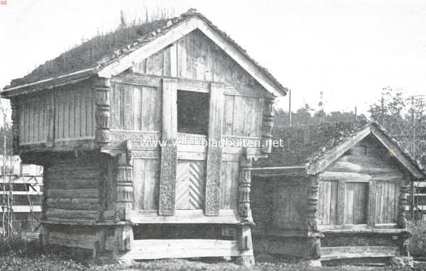 Noorwegen, 1911, Kristiana, Oud-Noorsche gebouwen op Bygd, Christiana