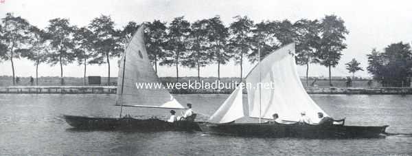 Noord-Holland, 1911, Onbekend, Roeien en zeilen met wherries. Zeilwedstrijd voor wherries op 10 September op den Amstel. II. Links de 