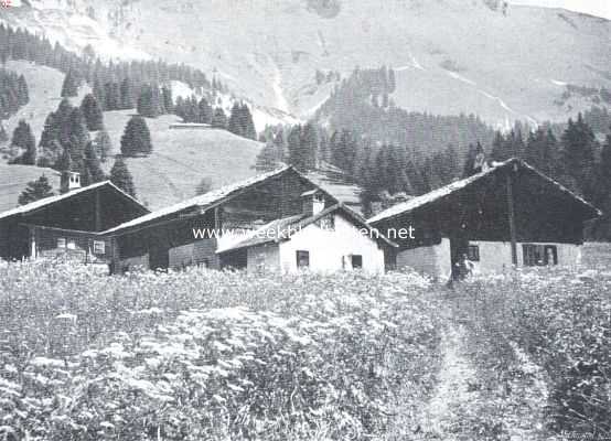Zwitserland, 1911, Onbekend, Huisjes in de bergen