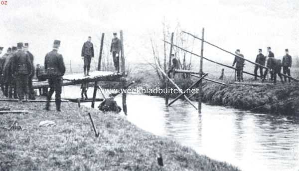 Noord-Brabant, 1912, Onbekend, Oefening in het slaan van een brug over de Mark. 3. Het vastzetten van de opzetsparren