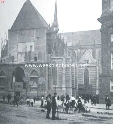 Noord-Holland, 1912, Amsterdam, Aen d'Amstel en aen 't Y, daer doet sich heerlijck ope .! Verbouwing van de Nieuwe Kerk