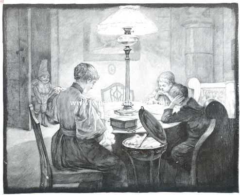 Andersen en zijn sprookjes. .Zoo 's avonds, als de kinderen netjes aan tafel zitten, of op hun lage stoeltjes, dan komt Ole Droomeman.