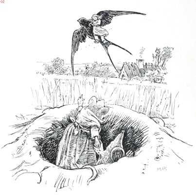 Onbekend, 1912, Onbekend, Andersen en zijn sprookjes. III Bloemespel. . En toen vloog de zwaluw hoog op in de lucht . (Duimelijntje)