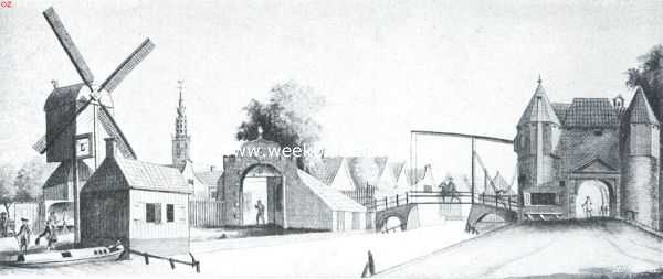 Noord-Holland, 1912, Edam, Edam. Gezicht op Edam in de achttiende eeuw. De Purmer- en Monnikendammer Poorten