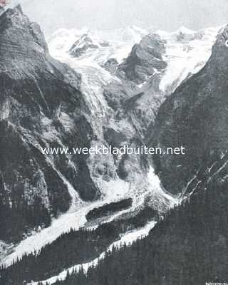 Alpinisme. Het dal van Trafoi, daarboven de Trafoier Eiswand (3553 M.)