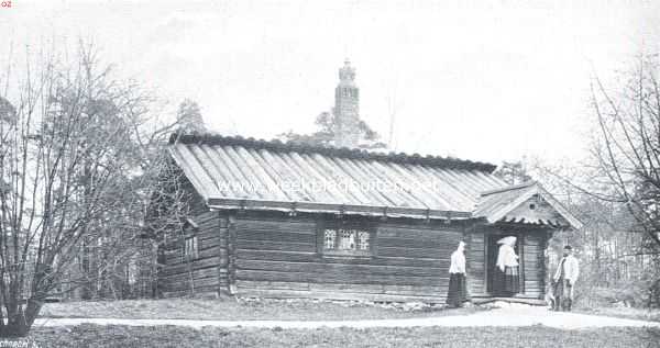 Zweden, 1913, Stockholm, Openluchtmusea. De Morastugan op Skansen, 't oudste huis van 't Openluchtmuseum