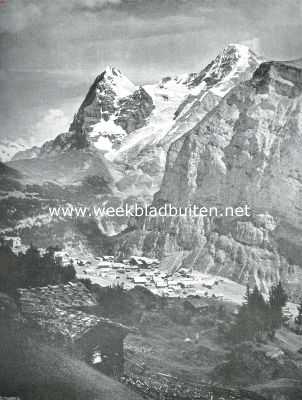 Zwitserland, 1913, Mrren, Het Zwitsersche dorp Mrren. Op den achtergrond Eiger en Mnch
