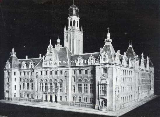 Nederland, 1913, Onbekend, Het ontwerp S.P.Q.R. van Prof. Evers voor het nieuwe Rotterdamsche stadhuis