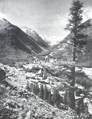 Zwitserland, 1913, Pontresina, Gezicht op Pontresina en het Roseg-dal