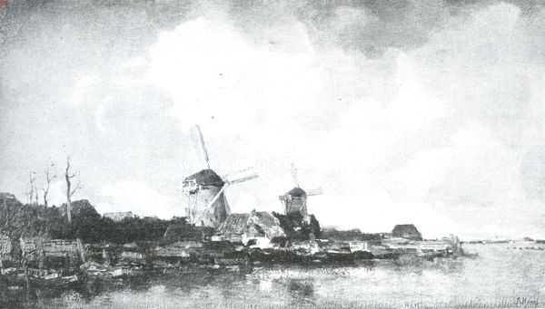 Nederland, 1913, Onbekend, Wolken-sferen. De twee molens. Naar de schilderij van Jaap Maris