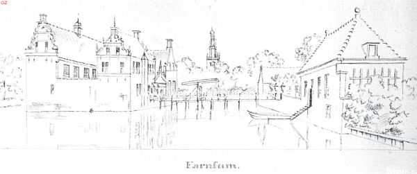 Groningen, 1913, Farnssum, Sloopend herboren-Nederland. De voormalige borg te Farnssum. Naar de teekening van C. Pronk