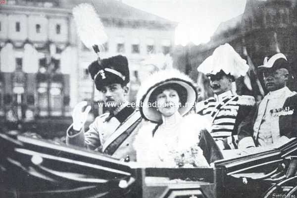 Duitsland, 1913, Brunswick, De intocht van hertog Ernst August met zijn jonge vrouw in Brunswijk