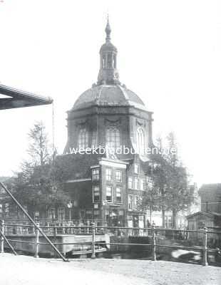 Zuid-Holland, 1913, Leiden, Stadsgezicht bij de Marekerk te Leiden