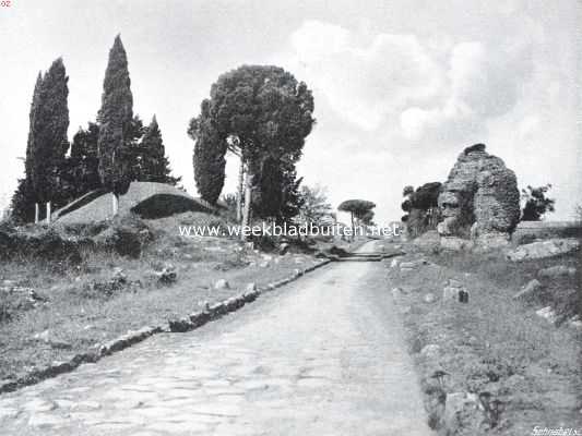 Itali, 1913, Onbekend, De Via Appia Antica bij Rome. De Via Appia met de graftombe der Horatii