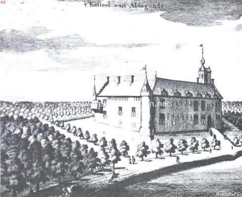 Sloopend herboren Nederland. Twee Zeeuwsche kasteelen, in t begin der 19de eeuw gesloopt. Links het historische kasteel van Aldegonde nabij Souburg