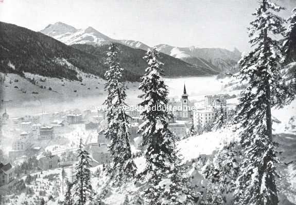 Zwitserland, 1913, Davos, Davos-Platz in den winter
